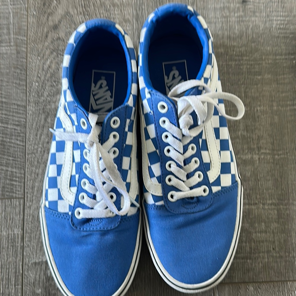 Blue checker vans brand new
